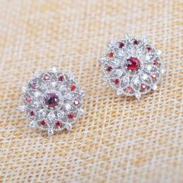 Stud Earrings Russian Style Wedding Jewellery Earring Red Cubic Zirconia For Women Crystal 2023