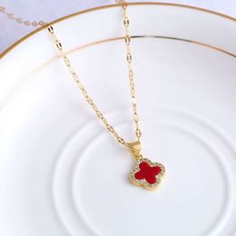 clover necklace designer four leaf clover necklace womens micro diamond set fashion hundred mesh red necklace