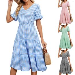 Casual Dresses Pleated Wrap Lace Up Short Sleeve Square Mother Of The Bride Mid Length Womens Maternity Lady Summer Dress