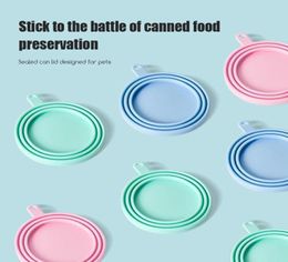 Pet Bowls Universal Silicone Sealed Lid reusable Keep fresh Cover Feeding Spoon Set Canned Spoon Can Opener Dog cat Wet Food5397198