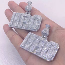 Charms Customised Pendant Luxury Jewellery 925 Silver Iced Out Vvs Letter Initial Name Pendant With Gra Certificate 231031