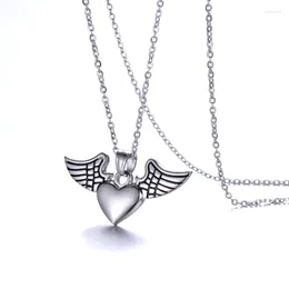 Pendant Necklaces European And American Fashion Jewelry Lady's Angel Wing Stainless Steel Necklace Chain