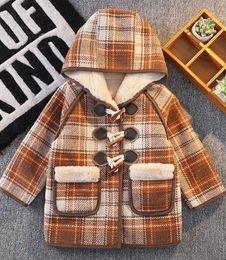 kids designer clothes boy winter coats thick warm plaid hooded fleece Woolen jacket boys coat