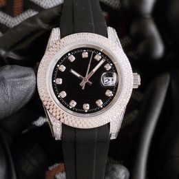 Watch Men Luxury Watch Diamond Bezel Case 40mm Watches High Quality Automatic Mechanical Movement Rubber Bracelet Designer Business Wristwatch Montre De Luxe