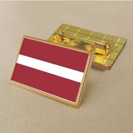 Party Latvian Flag Pin 2.5*1.5cm Zinc Alloy Die-cast Pvc Colour Coated Gold Rectangular Medallion Badge Without Added Resin