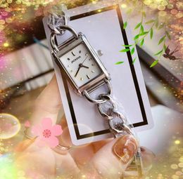 Famous rectangle shape small dial designer style watch All Stainless Steel Clock Women Quartz Movement Ladies first star's choice Bracelet Wristwatch Montre De Luxe
