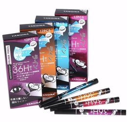 YANQINA 36H Makeup Eyeliner Pencil 4 Colors Waterproof Black Eyeliner Pen Liquid Eye liner Cosmetics 12pcs set 4165032