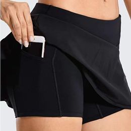 Tennis Skirts Pleated Designer women Yoga Skirt Gym Clothes Women Running Fitness Golf Shorts Sports Back Waist Pocket Fitness Summer Solid Color