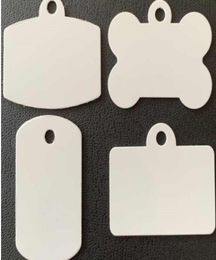 100pcs Tags Sublimation DIY Blank White Aluminium Double Sided Square Pet Dog tag ID Card Mix Style3124092