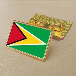 Party Co-operative Republic of Guyana Flag Pin 2.5*1.5cm Zinc Die-cast Pvc Colour Coated Gold Rectangular Medallion Badge Without Added Resin