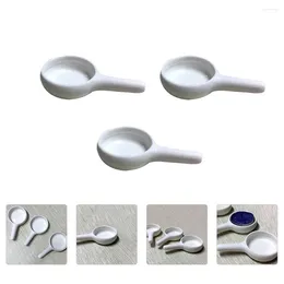 Candle Holders 3 Pcs Tray Practical Spoon Ceramic Holder Tealight Plate Handle Ceramics Holding Stand Oil Burner