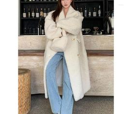 Women's Trench Coats 2023 Autumn/Winter Faux Fur Coat Long Lamb Plush High Quality