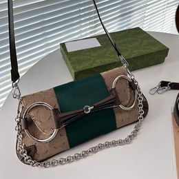 Mode Umhängetasche Klassische Farbschema Designerinnen Frauen Ketten Crossbody Taschen Echtes Leder Super Large Horse Street Schnallen Design Achselhöhle Paket