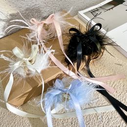 New Korean Elegant Small Feather Pearl Crystal Hair Claw Mesh Bow Girls Hair Crab Clip Hairpins Hair Accessories