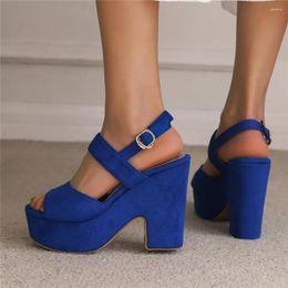 Dress Shoes 2023 Platform Wedge Sandals Women Summer Flock Pumps Sexy Peep Toe High Heels Woman Light Chaussures De Femme