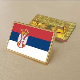 Party Serbian Flag Pin 2.5*1.5cm Zinc Alloy Die-cast Pvc Colour Coated Gold Rectangular Medallion Badge Without Added Resin