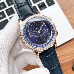 Luxury Automatic Mechanical Watch Men Star Dail Rotating Second Wrist Watch Luminous Stars Watches sHombres mecanico superficie Iced out Bezel