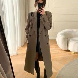 Women's Trench Coats Spring Autumn Female Windbreaker Loose Relaxed Slim Commuter Coat Temperament Double Breasted Long