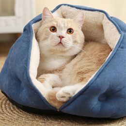 Cat Beds Furniture Cat Bed Cave Indoor Nest Soft Plush Hideaway Bed Cat House Cotton Bed Cat Sleep Bag Kennel For Small Dog Cushion Pet Suppiles 231101