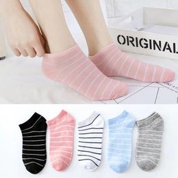 Women Socks 5pairs/Set Fashion Girl Female Invisible Short Ankle Boat Sock Slippers Striped Spring Summer Autumn Style