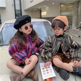 Jackets Children Clothing Autumn Winter Korean Style Boys and Girls Hong Kong Style Multicoloured Woven Baseball Jacket Kids Coat 230331