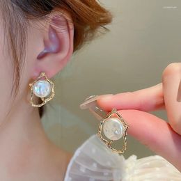 Stud Earrings 2023 French Retro Irregular Geometric Pearl For Women Girls SImple Earring Boucle Oreille Fine Jewellery Gift
