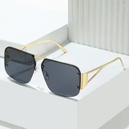 Sunglasses Classic Square Pilot Women Men Fashion Half Frame Sun Glasses Retro Gold Silver Dark Shades Beach Sunnies