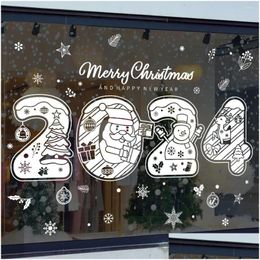 Party Decoration Party Decoration 2024 Merry Christmas Window Stickers Santa Claus Snowflake Elk Xmas Tree Sticker Decorations For Hom Dhcs1