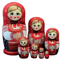 Dolls 7 Layers/Set Wooden Russian Dolls Nesting Maiden ing Doll Beautiful Handmade Matrioska Russa Kids Baby Toys Gifts 20cm 231031