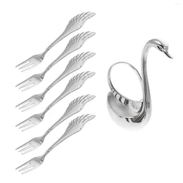 Dinnerware Sets Fork Silver Suit Swan Spoon Holder Fruit Dessert Tableware Cutlery Stainless Steel Dinner Set