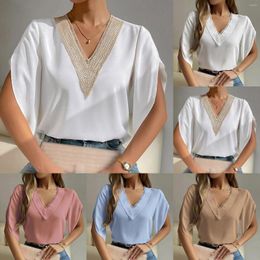 Women's Blouses Spring And Summer Stylish Elegant V Collar Tops Pleated Sleeve Blouse For Women Athletic Top Ling Shirt