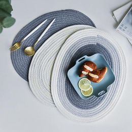 Table Mats & Pads Simple And Modern Large Oval Cotton Placemat Home Kitchen Anti-scald Insulation Pot Mat Thickened