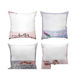 Pillow Case Sublimation Blanks Polyester 40X40Cm Er Bed Sofa Supplies Diy Cushion With Words Drop Delivery Home Garden Textiles Beddi Dhz3S