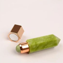 Natural Healing Stone Xiuyan Perfume Bottle Gemstone Roller Ball Perfume Roller Skin Care Tool Energy Rose Quartz Crystal Pillar