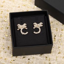 2023 Luxury quality charm stud earring with diamond in 18k gold plated have box stamp PS7771A