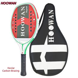 Tennis Rackets HOOWAN Beyond Yellow Beach Racket Carbon Fiber 3K Professional 22mm Soft EVA Core Rough Surface with Cover 231031