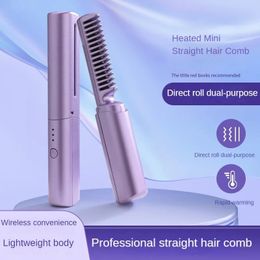 Hair Straighteners 2 In 1 Professional Hair Straightener Hair Curler USB Straight Hair Comb Wet and Dry Hair Curler Straight Styler Curling Iron 231101