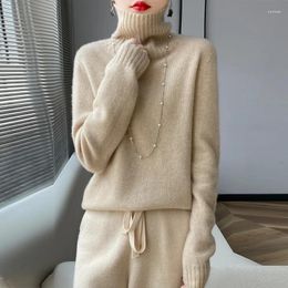 Women's Sweaters Merino Wool Cashmere Sweater In Autumn And Winter Turtleneck Pullover Loose Knit Solid Colour Thick Warm Jacket