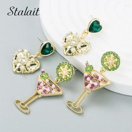Stud Earrings Fashion Exaggerated Colourful Crystals Cocktail Love Metal Alloy Women's Personality Trendy Pearl Heart