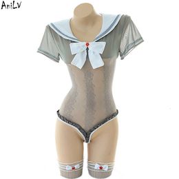 Ani Anime Girl Lace Ruffle Sailor Bodysuit Swimsuit Uniform Costume Japanese Student Swimwear Pool Party Cosplay cosplay