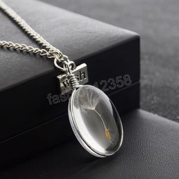 Fashionable and exquisite dandelion oval crystal pendant necklace for women personalized wish letter jewelry birthday gift
