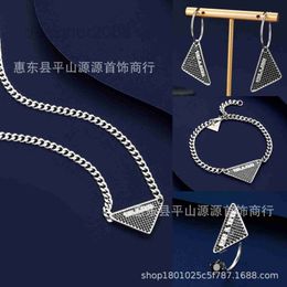 Bracelet, Earrings & Necklace Designer Inverted Triangle Diamond Bracelet Necklace Triangle Letter Bright Face Earrings Open Ring Female ZZP8
