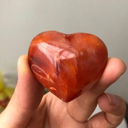 Decorative Figurines 4-5CM Gorgeous Rare Carnelian Geode Crystal Quartz Agate Heart Polished Specimen Natural Stones And Minerals