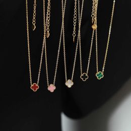 Designer Van Clover Necklace Sicilian Light Pendant Double Sided Four Leaf Grass Gold Small Simple Mini Lucky Collar Chain Female