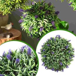 Decorative Flowers Topiary Artificial Flower Boxwood Hanging Round Lavender Faux Tree Wedding Decor Basket Bouquet Half Party