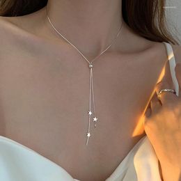 Pendant Necklaces Fashion Silver Colour Long Tassel Star Pull For Women Girls Simple Elegant Clavicle Chains Choker Jewellery Collares