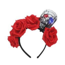 Headband Black Artificial Flower Head Buckles Foam Illuminate Skl Headwear Halloween Party Cosplay Headband Adt Children Hair Accessor Dhhqr