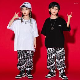 Stage Wear 2023 Jazz Dance Costumes For Kids Loose T-Shirts Sports Pants Street Boys Girls Hip Hop Clothing DQS12147
