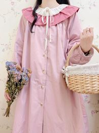Women's Trench Coats Japanese Pink Lace Loose Thickened Coat Autumn Winter