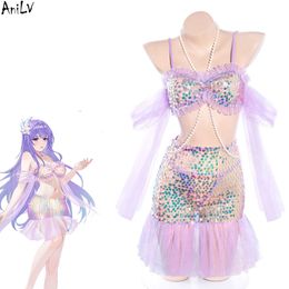 Ani 2023 Summer Anime Girl Mermaid Swimsuit Women Fairy Spirit Shiny Bling Swimwear Costume Cosplay cosplay